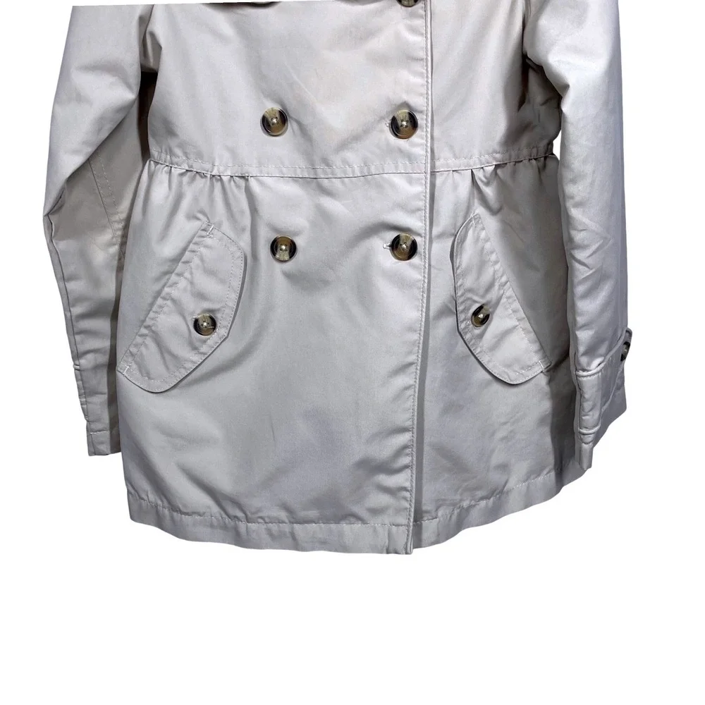 OshKosh Bgosh Girls Khaki Double Breasted Peplum Trench Coat Jacket Size 7